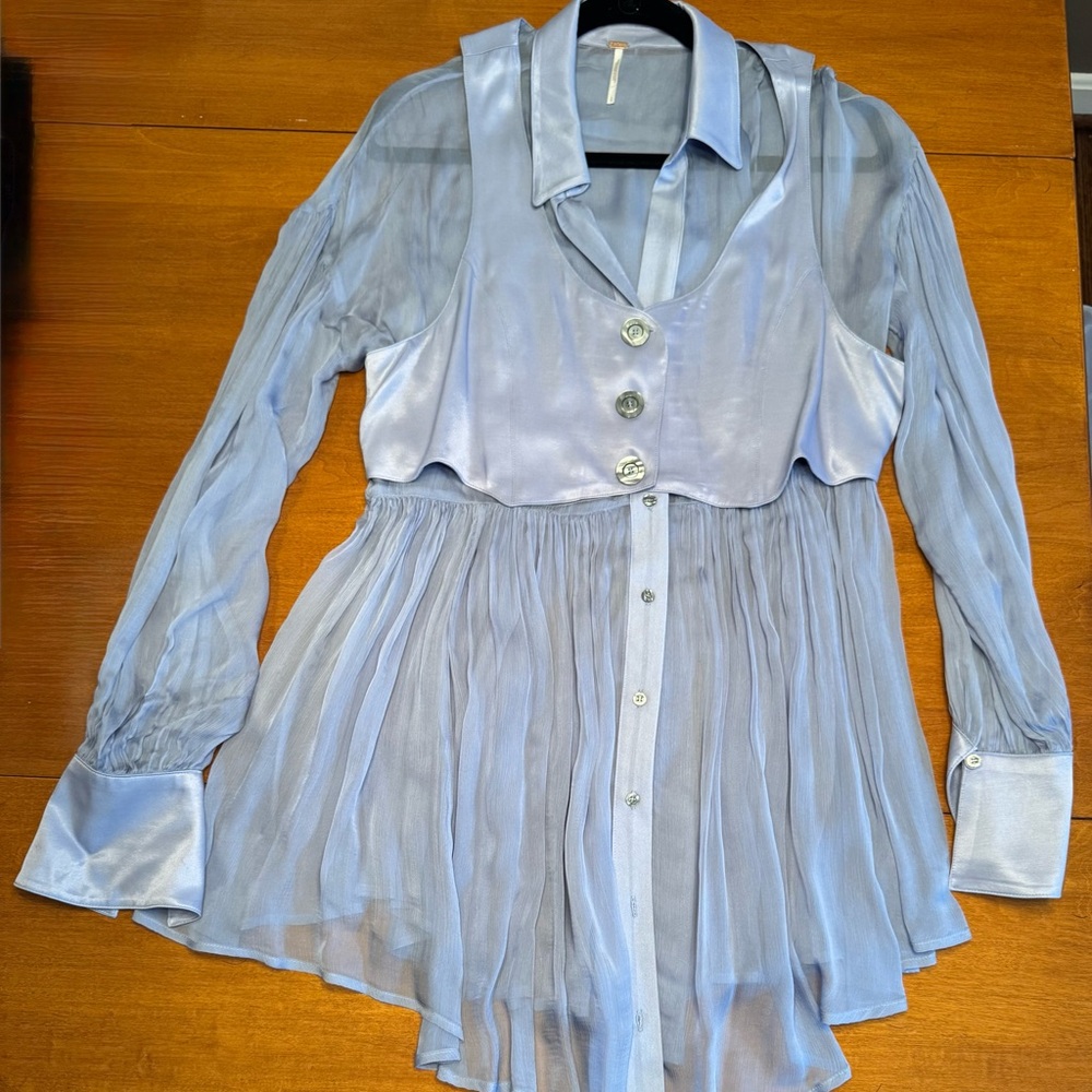 Free People ‘As If’ Sheer Tunic with Cropped Vest Clueless Homage 2021 NWOT | L